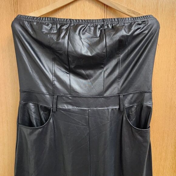 SEXY Black Faux Leather Look Casual Jumpsuit Jumper Romper Size XL - Picture 5 of 7